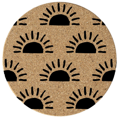 Thirstystone Sunrise 8-Pack Thick Natural Cork Coasters Manufactured in The USA Eco-Friendly Absorbent Durable