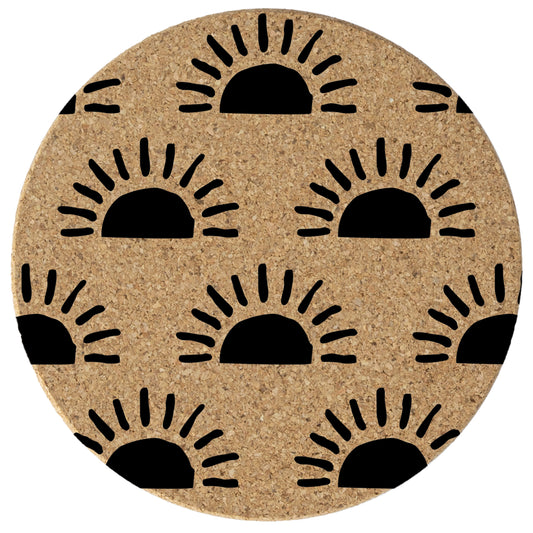 Thirstystone Sunrise 8-Pack Thick Natural Cork Coasters Manufactured in The USA Eco-Friendly Absorbent Durable