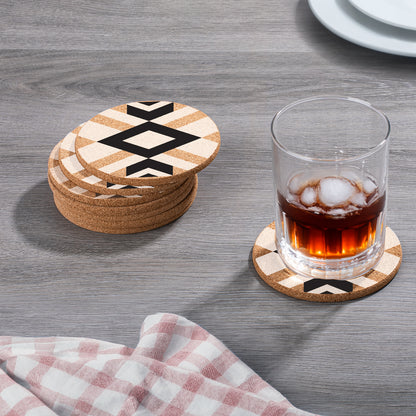 Thirstystone Aztec 8-Pack Thick Natural Cork Coasters Manufactured in The USA Eco-Friendly Absorbent Durable