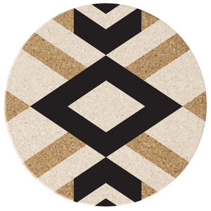 Thirstystone Aztec 8-Pack Thick Natural Cork Coasters Manufactured in The USA Eco-Friendly Absorbent Durable