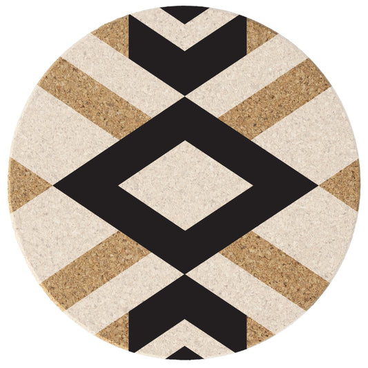 Thirstystone Aztec 8-Pack Thick Natural Cork Coasters Manufactured in The USA Eco-Friendly Absorbent Durable