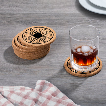 Thirstystone Sunflower 8-Pack Thick Natural Cork Coasters Manufactured in The USA Eco-Friendly Absorbent Durable