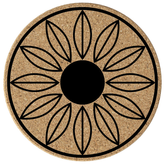 Thirstystone Sunflower 8-Pack Thick Natural Cork Coasters Manufactured in The USA Eco-Friendly Absorbent Durable