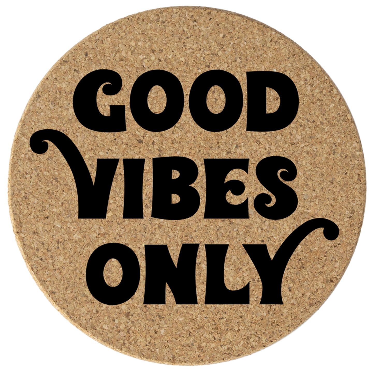 Thirstystone Good Vibes Only 8-Pack Thick Natural Cork Coasters Manufactured in The USA Eco-Friendly Absorbent Durable