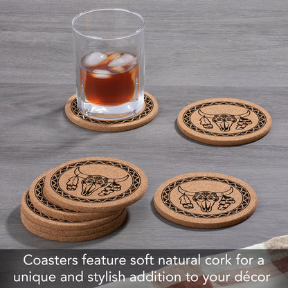 Thirstystone Southwest Print 8-Pack Thick Natural Cork Coasters Manufactured in The USA Eco-Friendly Absorbent Durable