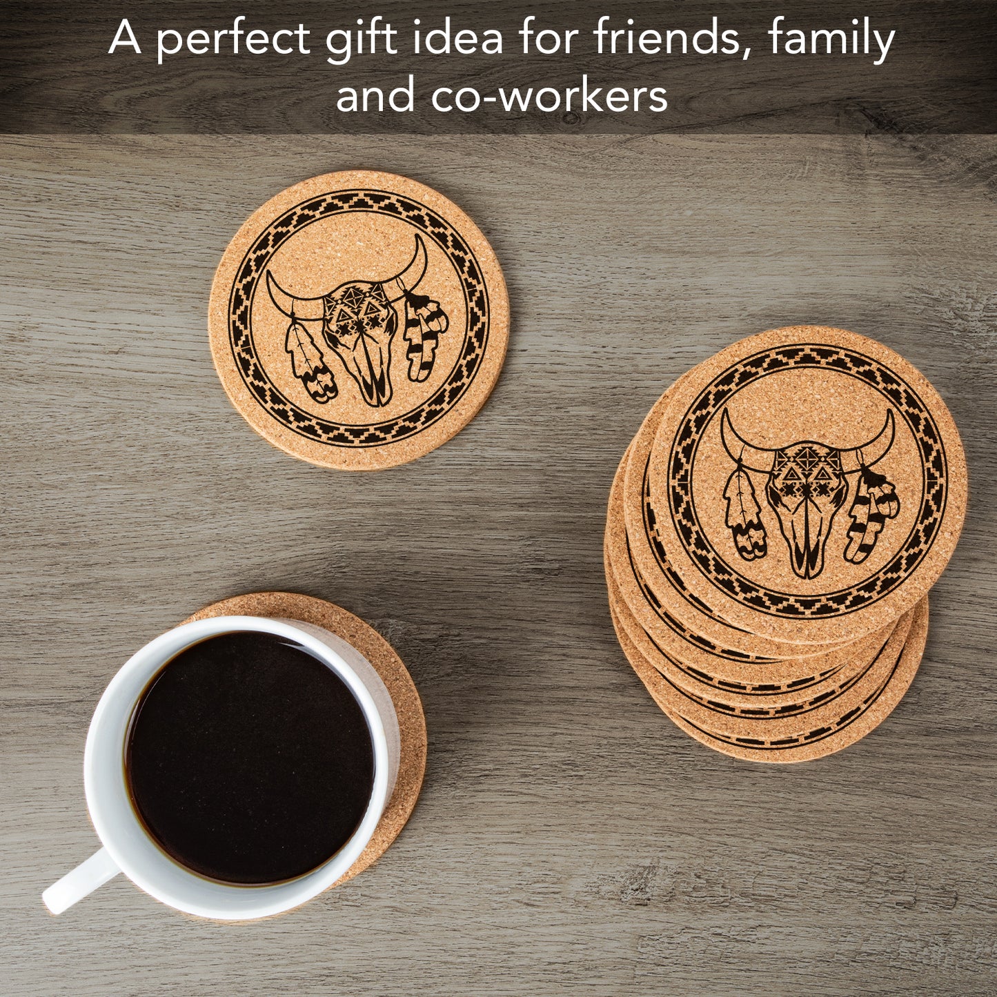 Thirstystone Southwest Print 8-Pack Thick Natural Cork Coasters Manufactured in The USA Eco-Friendly Absorbent Durable