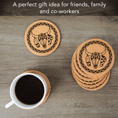 Thirstystone Southwest Print 8-Pack Thick Natural Cork Coasters Manufactured in The USA Eco-Friendly Absorbent Durable