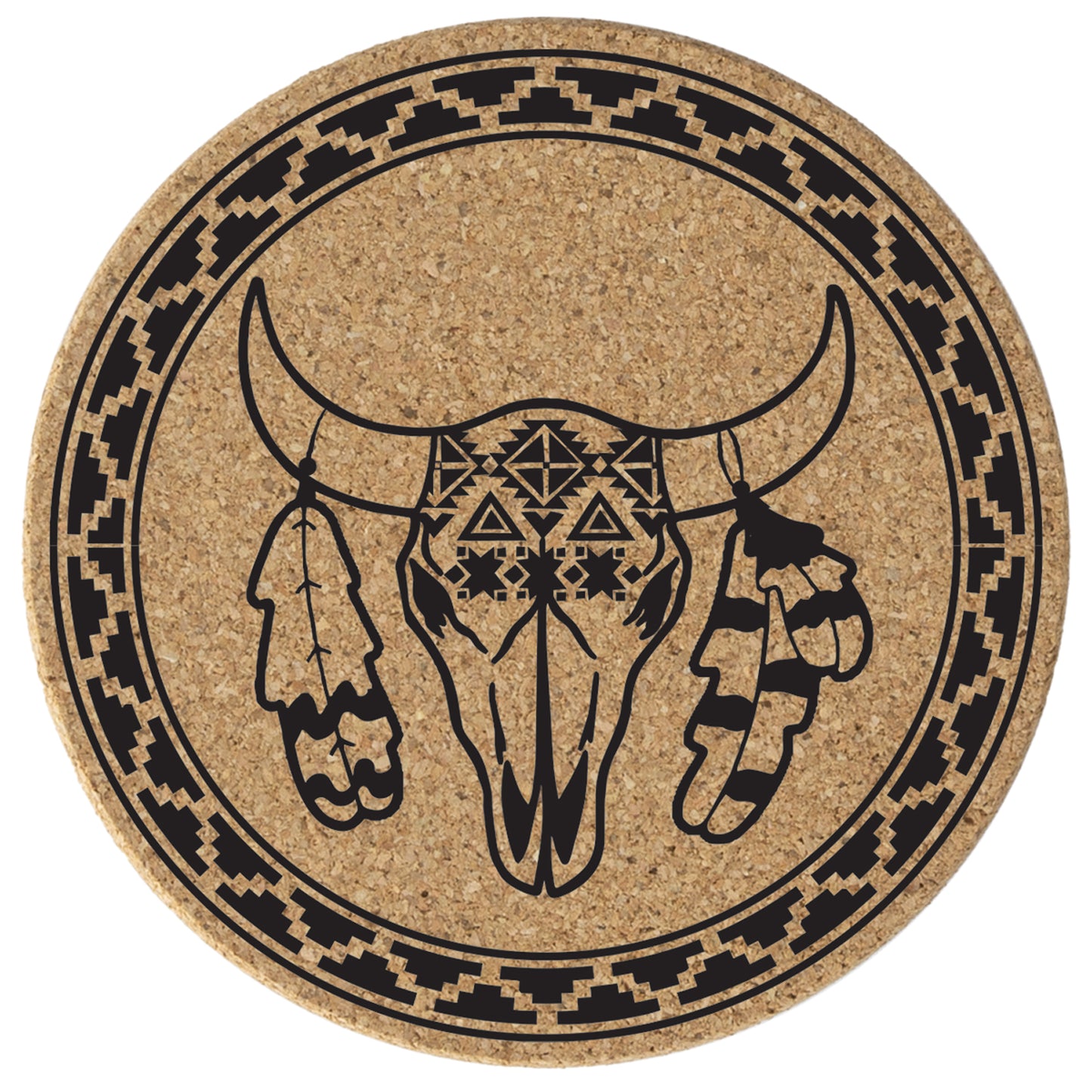 Thirstystone Southwest Print 8-Pack Thick Natural Cork Coasters Manufactured in The USA Eco-Friendly Absorbent Durable