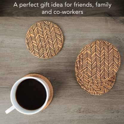 Thirstystone Herringbone 8-Pack Thick Natural Cork Coasters Manufactured in The USA Eco-Friendly Absorbent Durable