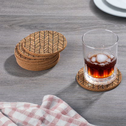 Thirstystone Herringbone 8-Pack Thick Natural Cork Coasters Manufactured in The USA Eco-Friendly Absorbent Durable