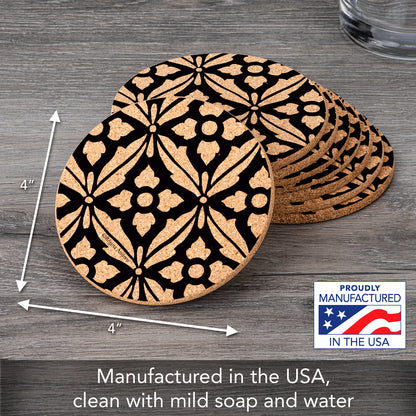 Thirstystone Museum Ebony 8-Pack Thick Natural Cork Coasters Manufactured in The USA Eco-Friendly Absorbent Durable