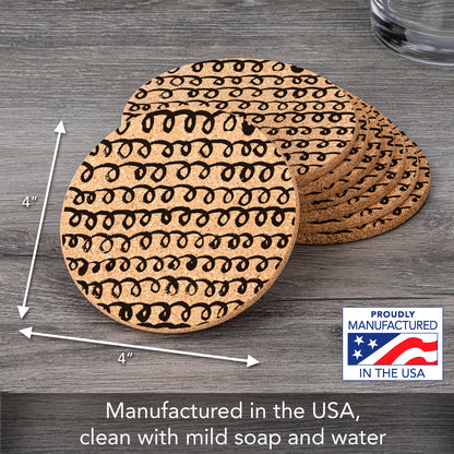 Thirstystone Loops 8-Pack Thick Natural Cork Coasters Manufactured in The USA Eco-Friendly Absorbent Durable