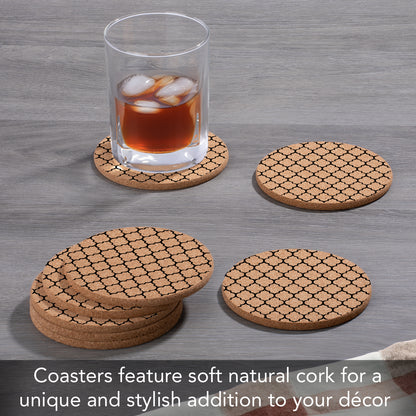 Thirstystone Lattice 8-Pack Thick Natural Cork Coasters Manufactured in The USA Eco-Friendly Absorbent Durable