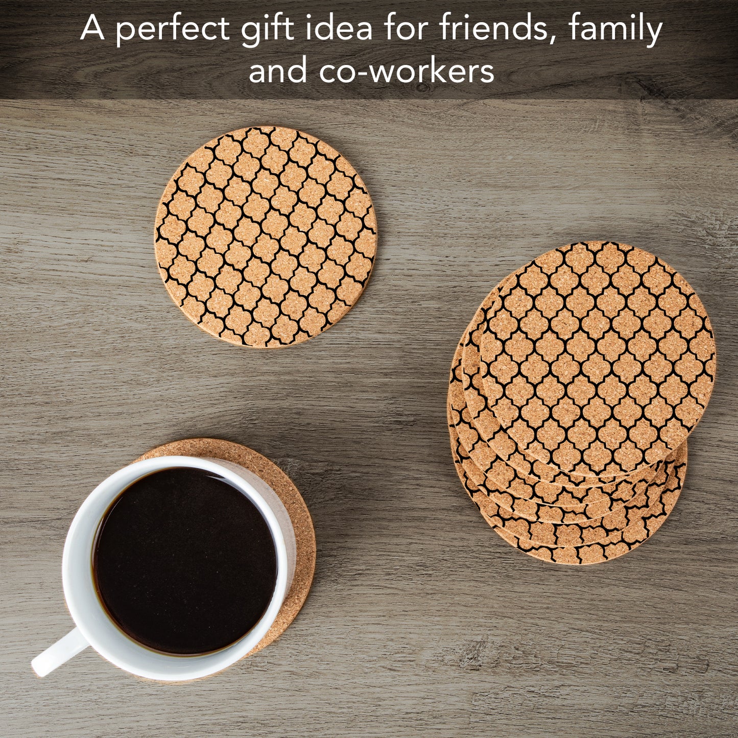 Thirstystone Lattice 8-Pack Thick Natural Cork Coasters Manufactured in The USA Eco-Friendly Absorbent Durable