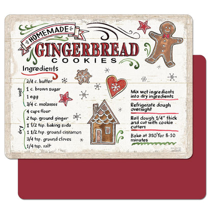 Cut N' Funnel Gingerbread/Dark Red 2 Pack Designer Flexible Plastic Cutting Board Mat with Coordinating Solid Flex Mat 15" x 11.5", Made in the USA, Decorative, Flexible, Easy to Clean