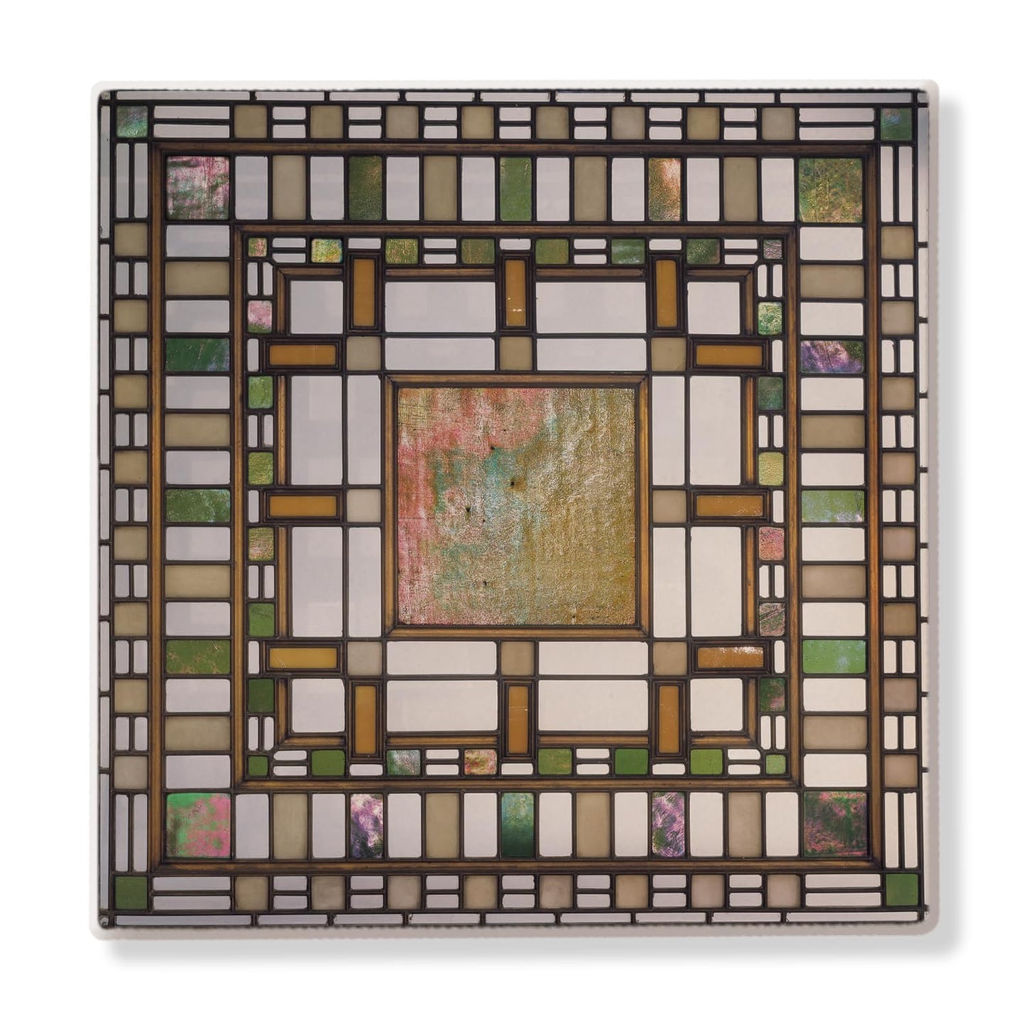 Pier Cluster Laylight Design from Frank Lloyd Wright Foundation on 4-Pack Absorbent Stone Square Coasters with Protective Cork Backing Manufactured in The USA