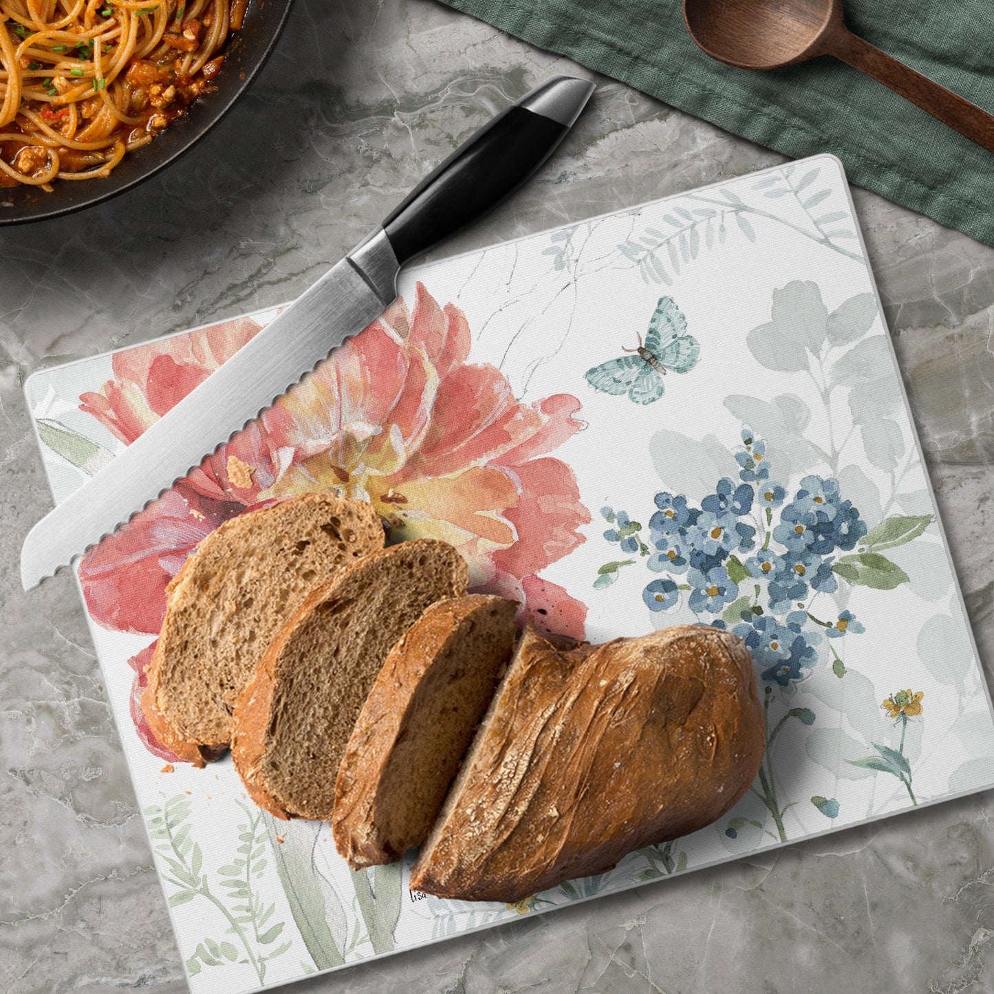 CounterArt Spring Meadow 3mm Tempered Glass Cutting Board 10” x 8” Manufactured in the USA