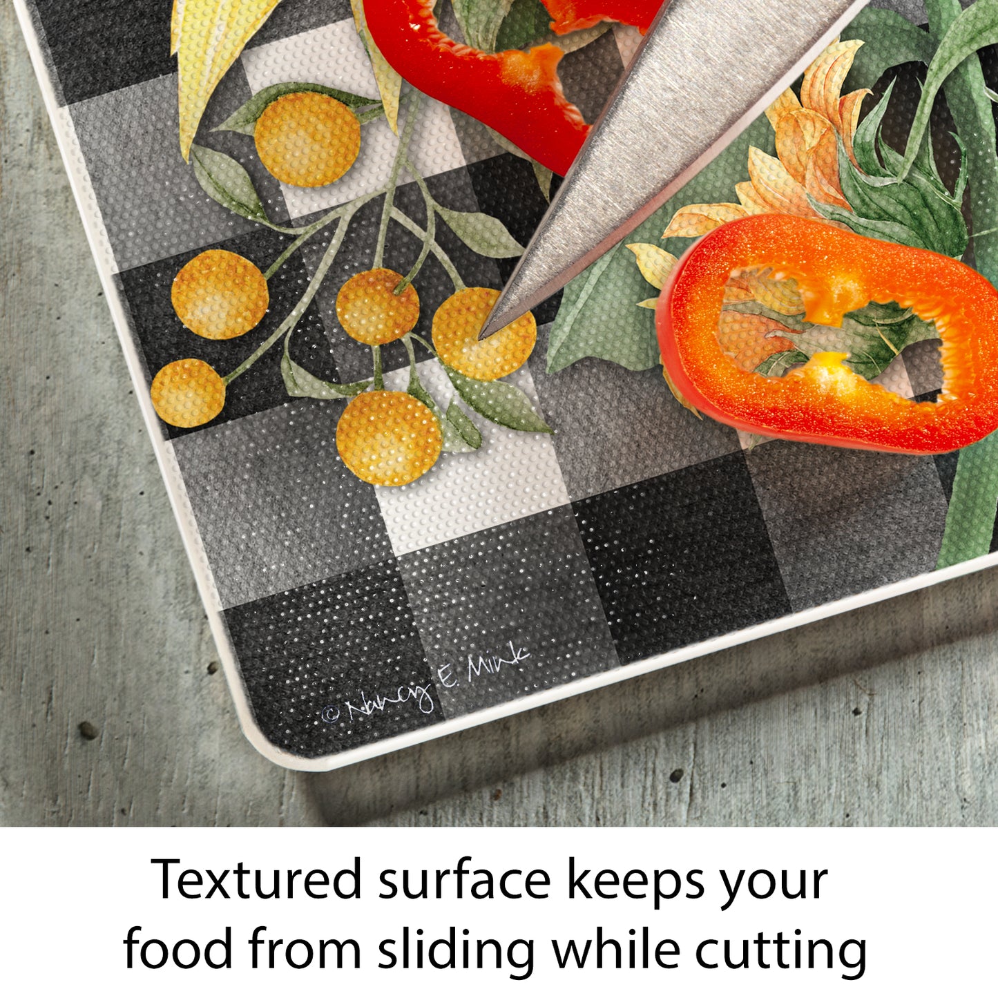 CounterArt Sunflower Fields 3mm Tempered Glass Cutting Board 10” x 8” Manufactured in the USA