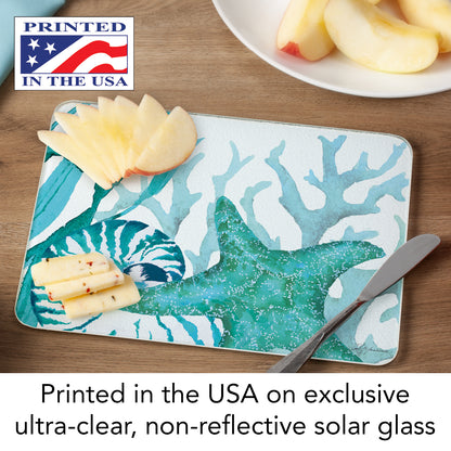 CounterArt Coral Life 3mm Tempered Glass Cutting Board 10” x 8” Manufactured in the USA