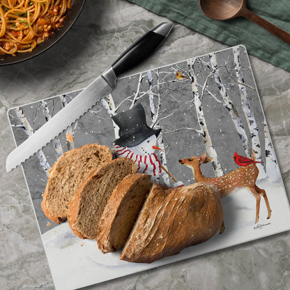 CounterArt Snow Day 3mm Tempered Glass Cutting Board 10” x 8” Manufactured in the USA
