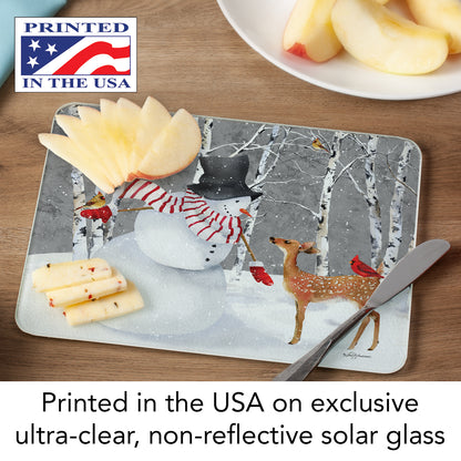CounterArt Snow Day 3mm Tempered Glass Cutting Board 10” x 8” Manufactured in the USA