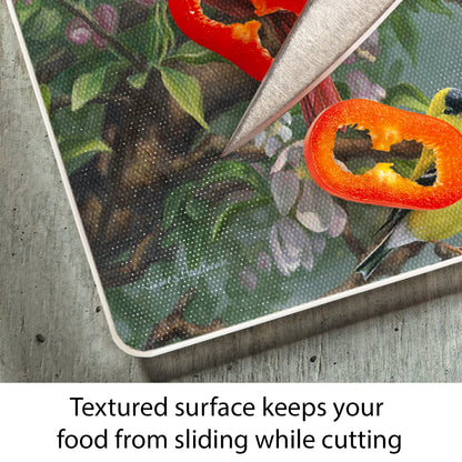 CounterArt Beautiful Songbirds 3mm Tempered Glass Cutting Board 10” x 8” Manufactured in the USA