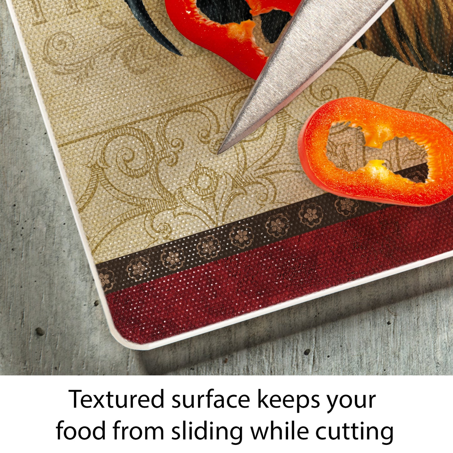 CounterArt Farm Fresh Rooster 3mm Tempered Glass Cutting Board 10” x 8” Manufactured in the USA