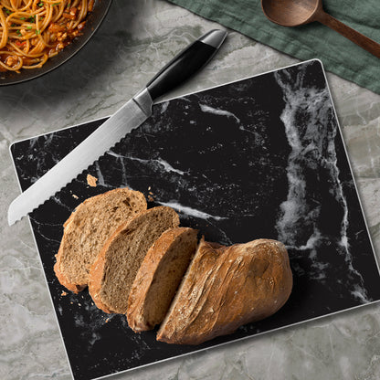 CounterArt Black Marble Design 3mm Tempered Glass Cutting Board 10” x 8” Manufactured in the USA