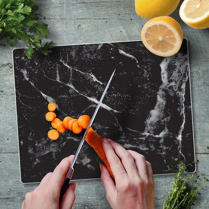 CounterArt Black Marble Design 3mm Tempered Glass Cutting Board 10” x 8” Manufactured in the USA
