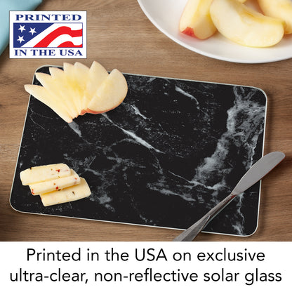 CounterArt Black Marble Design 3mm Tempered Glass Cutting Board 10” x 8” Manufactured in the USA