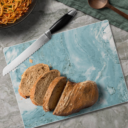CounterArt Teal Quartz Design 3mm Tempered Glass Cutting Board 10” x 8” Manufactured in the USA