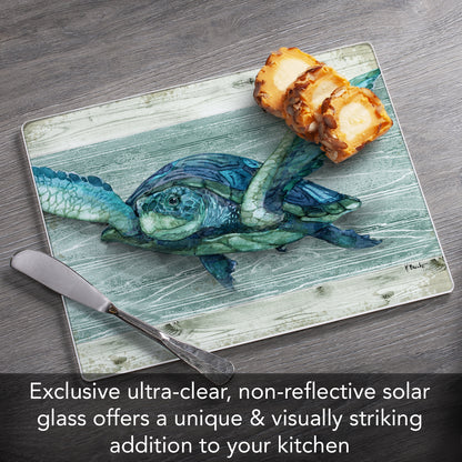 CounterArt Sea Turtle 3mm Tempered Glass Cutting Board 10” x 8” Manufactured in the USA