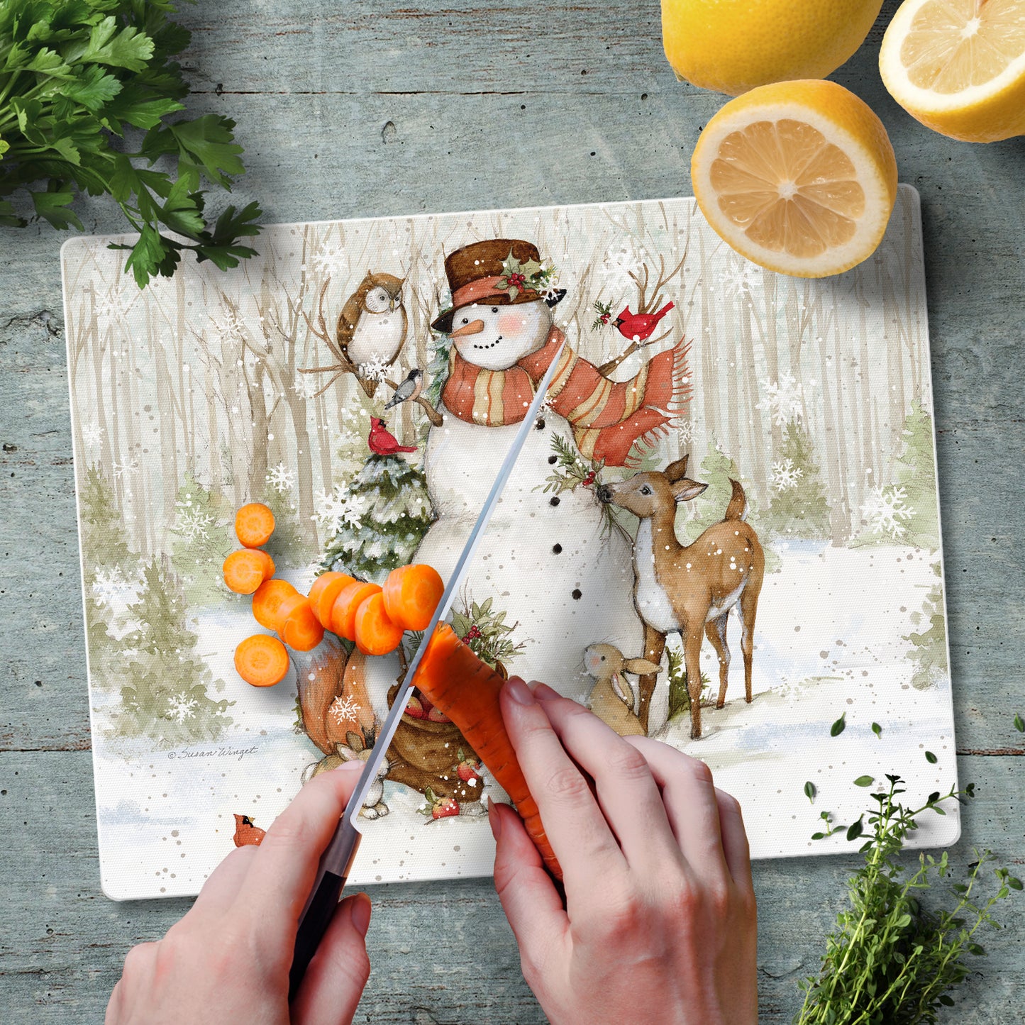 CounterArt Winter Forest 3mm Tempered Glass Cutting Board 10” x 8” Manufactured in the USA