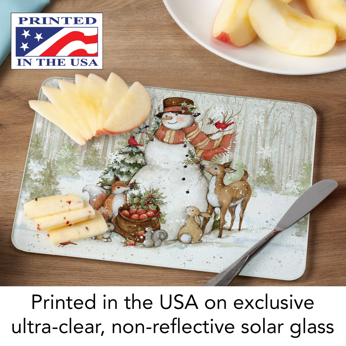 CounterArt Winter Forest 3mm Tempered Glass Cutting Board 10” x 8” Manufactured in the USA