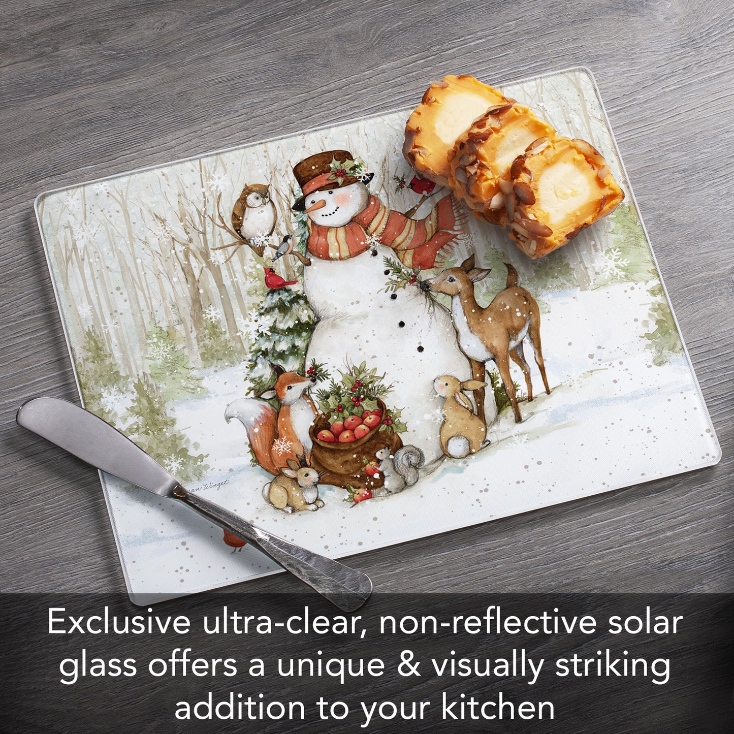 CounterArt Winter Forest 3mm Tempered Glass Cutting Board 10” x 8” Manufactured in the USA