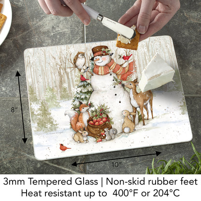 CounterArt Winter Forest 3mm Tempered Glass Cutting Board 10” x 8” Manufactured in the USA