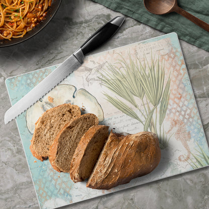 CounterArt Caribbean Seas 3mm Tempered Glass Cutting Board 10” x 8” Manufactured in the USA