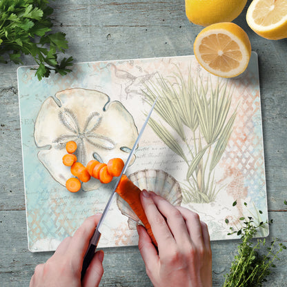 CounterArt Caribbean Seas 3mm Tempered Glass Cutting Board 10” x 8” Manufactured in the USA