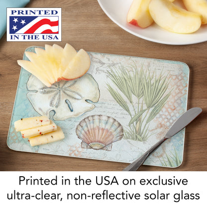 CounterArt Caribbean Seas 3mm Tempered Glass Cutting Board 10” x 8” Manufactured in the USA