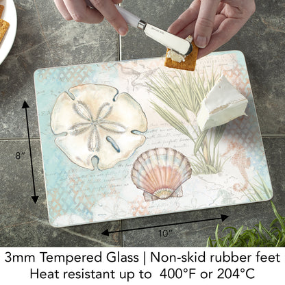 CounterArt Caribbean Seas 3mm Tempered Glass Cutting Board 10” x 8” Manufactured in the USA