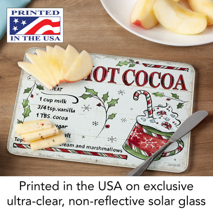 CounterArt Hot Cocoa Treat 3mm Tempered Glass Cutting Board 10” x 8” Manufactured in the USA