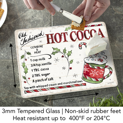 CounterArt Hot Cocoa Treat 3mm Tempered Glass Cutting Board 10” x 8” Manufactured in the USA