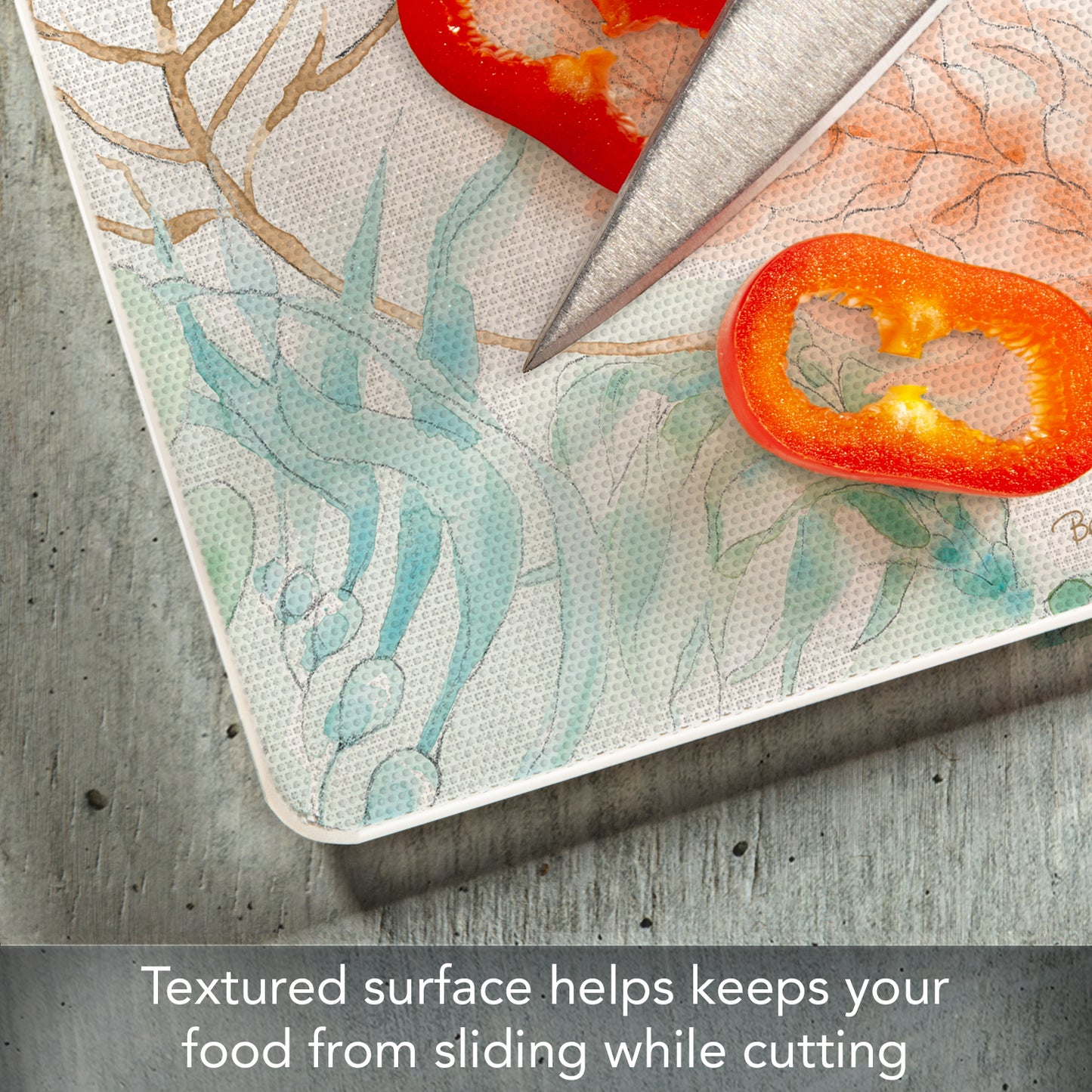CounterArt Coastal Seaside 3mm Tempered Glass Cutting Board 10" x 8" Manufactured in the USA