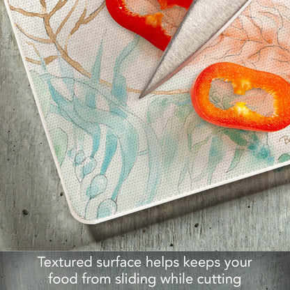 CounterArt Coastal Seaside 3mm Tempered Glass Cutting Board 10" x 8" Manufactured in the USA