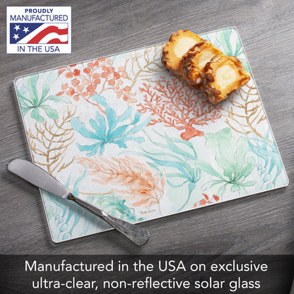CounterArt Coastal Seaside 3mm Tempered Glass Cutting Board 10" x 8" Manufactured in the USA