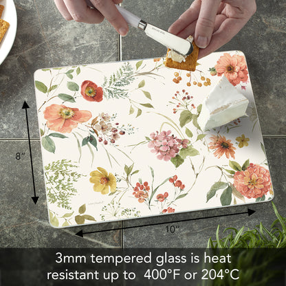 CounterArt Blessed by Nature 3mm Tempered Glass Cutting Board 10" x 8" Manufactured in the USA