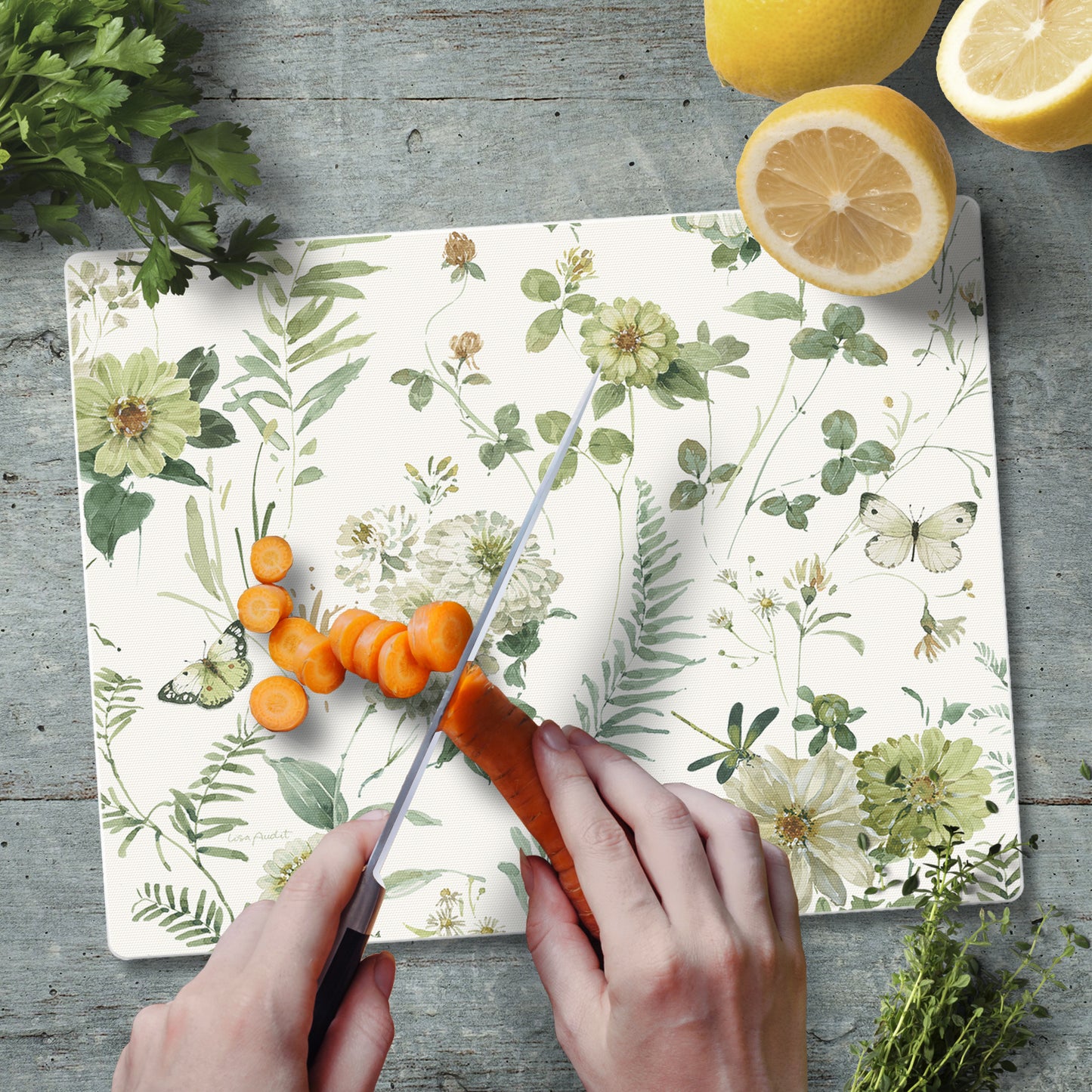 CounterArt Green Fields 3mm Tempered Glass Cutting Board 10" x 8" Manufactured in the USA
