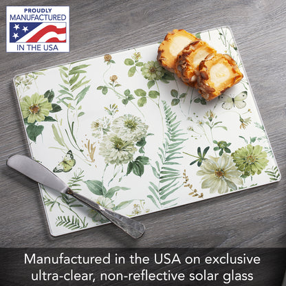CounterArt Green Fields 3mm Tempered Glass Cutting Board 10" x 8" Manufactured in the USA