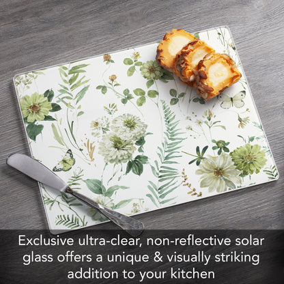 CounterArt Green Fields 3mm Tempered Glass Cutting Board 10" x 8" Manufactured in the USA