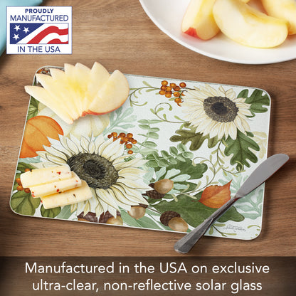 CounterArt Farmhouse Fall 3mm Tempered Glass Cutting Board 10" x 8" Manufactured in the USA